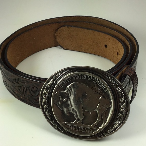 Other - Vintage Buffalo Nickel Buckle and Embossed Belt